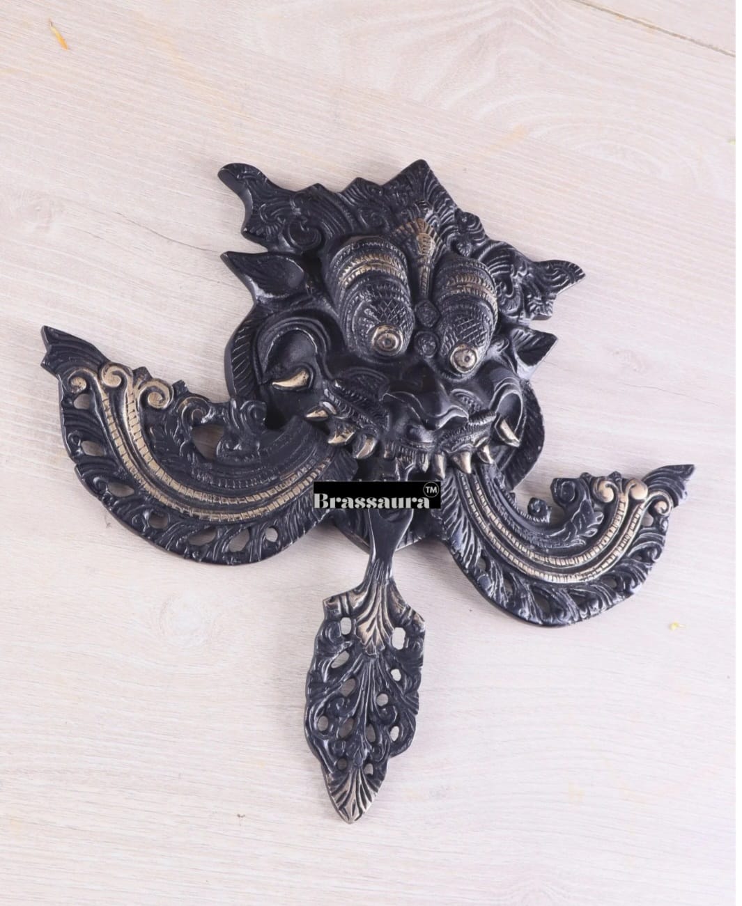 Brassaura™ Brass Kirtimukha Yali Wall Hanging – Height 11 Inches & Weight 1.6 Kgs