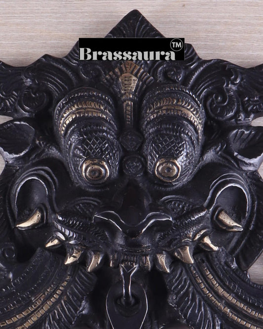 Brassaura™ Brass Kirtimukha Yali Wall Hanging – Height 11 Inches & Weight 1.6 Kgs