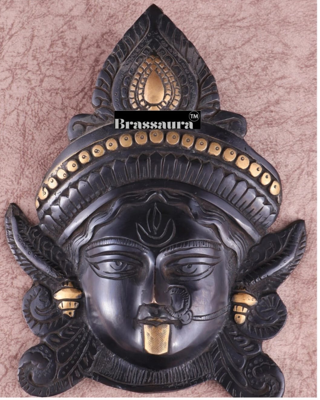 Brassaura™ Brass Goddess Durga Wall Mount – Height 10.5 Inches & Weight 2.2 Kgs