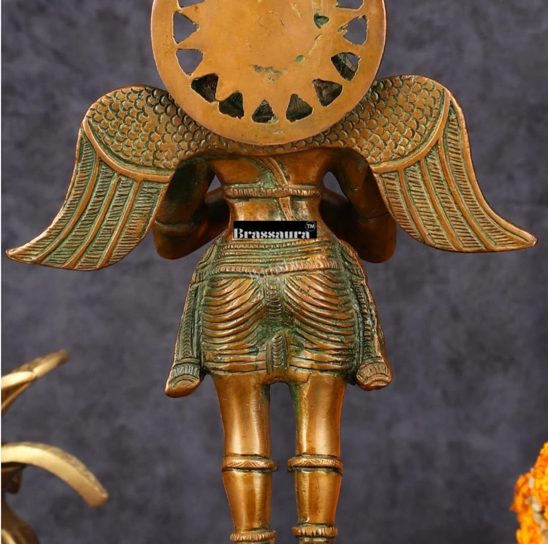 Antique Bronze Finish Brass Standing Garuda Idol – Height 12 Inches, Weight 3 Kgs