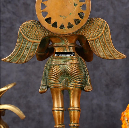 Antique Bronze Finish Brass Standing Garuda Idol – Height 12 Inches, Weight 3 Kgs