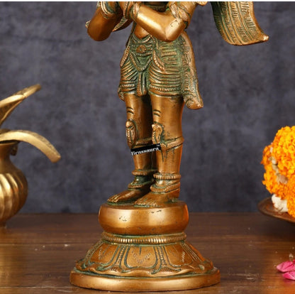 Antique Bronze Finish Brass Standing Garuda Idol – Height 12 Inches, Weight 3 Kgs