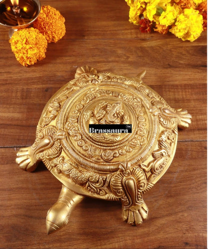 Brassaura™ Brass Tortoise Statue – Height 3 Inches & Weight 2.8 Kgs | Feng Shui & Vastu Home Décor