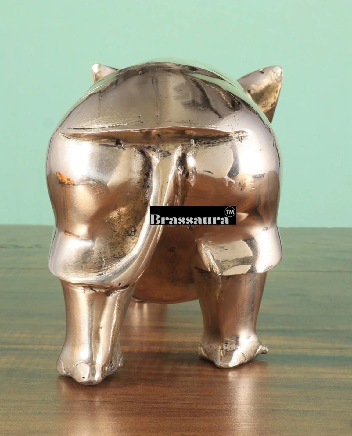 Brassaura™ Intricately Carved Brass Rhino – Height 5.5" | Weight 4.31 Kgs