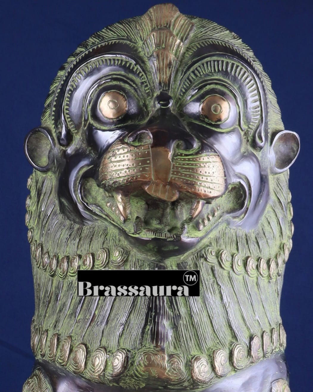 Brassaura™ Pure Brass Tibetan Lion – Height 21 in, Weight 21.115 kg