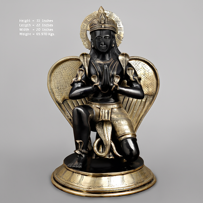 Handcrafted brass statue Garuda Statue Gold and Black Finish