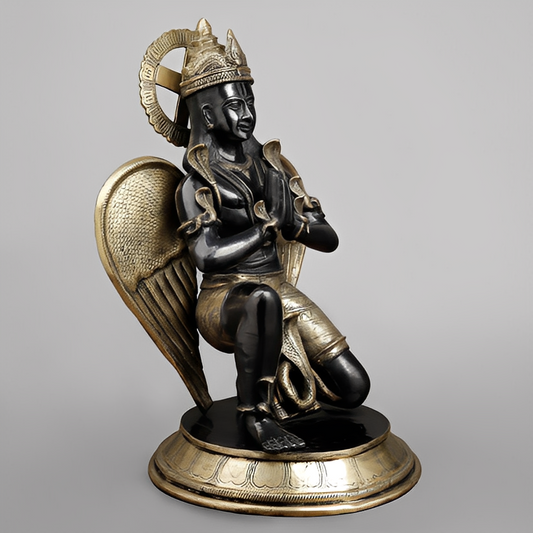 Handcrafted brass statue Garuda Statue Gold and Black Finish