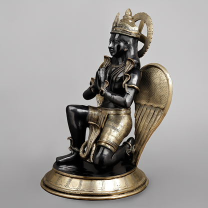 Handcrafted brass statue Garuda Statue Gold and Black Finish