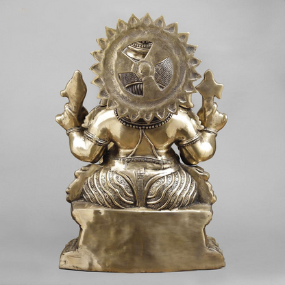 हस्तनिर्मित पीतल की मूर्ति पीतल में बैठे गणेश 31 इंच