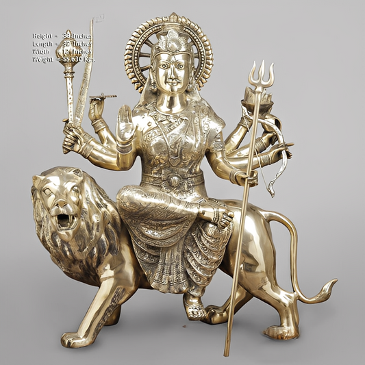 Handcrafted brass statue Maa Durga Seated on lion  33 Inches