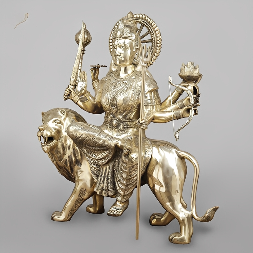 Handcrafted brass statue Maa Durga Seated on lion  33 Inches