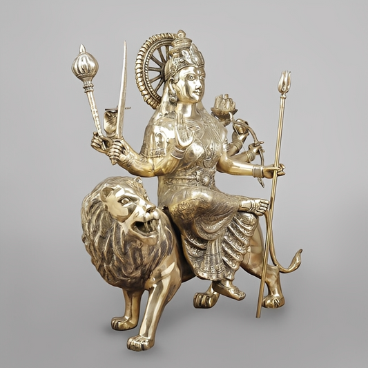 Handcrafted brass statue Maa Durga Seated on lion  33 Inches