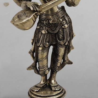 10" Standing Saraswati Brass Statue
