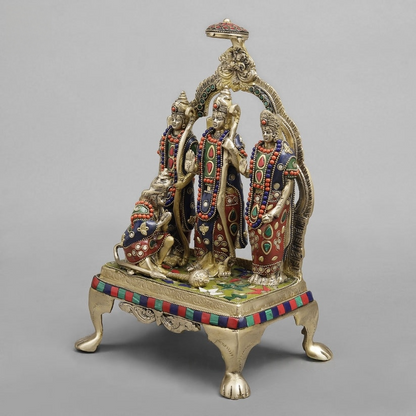 Brass Ram darbar, Fine Stone Work 13”