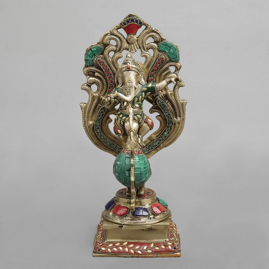 ब्रासौरा® नृत्य करते हुए भगवान गणेश की पीतल की मूर्ति | शुद्ध पीतल | ऊंचाई 14 इंच और वजन 4.840 किलोग्राम