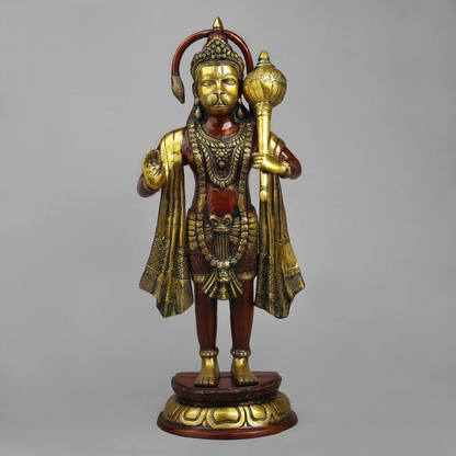 Brass Hanuman Standing Fine , Rich copper Finish 25.5” Inch