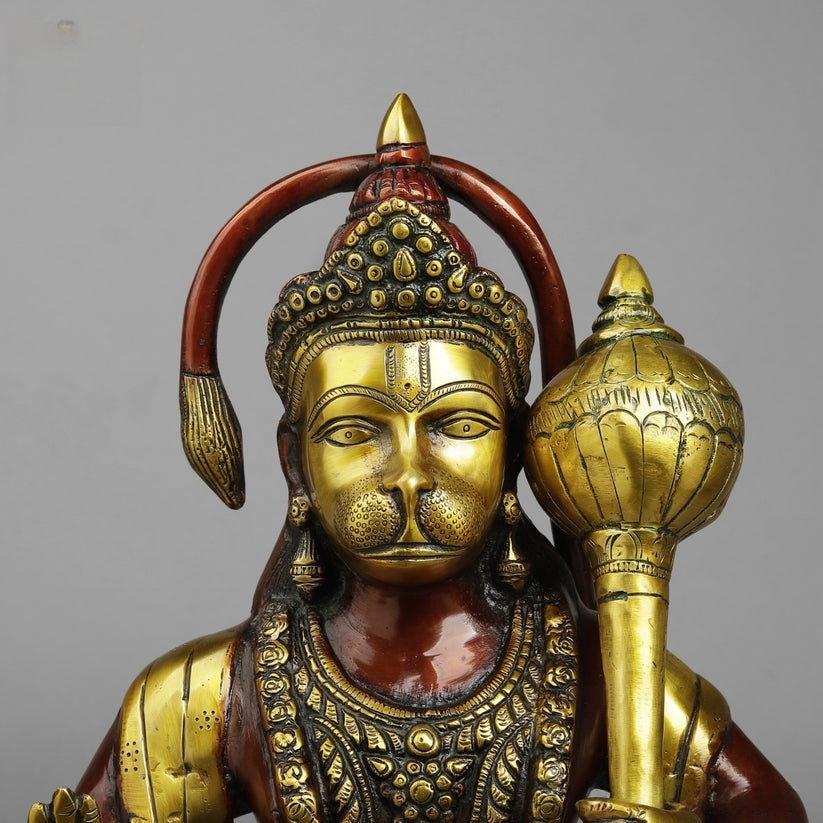Brass Hanuman Standing Fine , Rich copper Finish 25.5” Inch