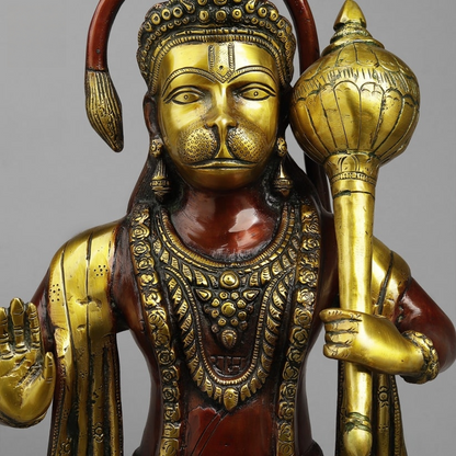 Brass Hanuman Standing Fine , Rich copper Finish 25.5” Inch