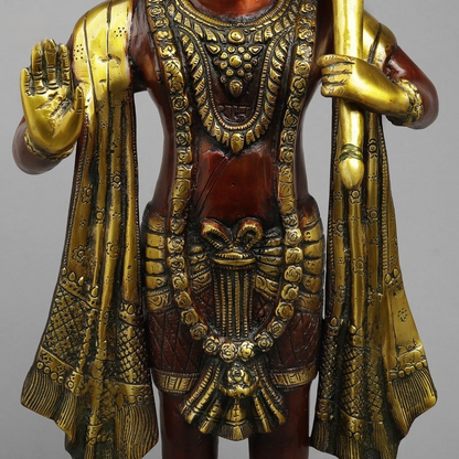 Brass Hanuman Standing Fine , Rich copper Finish 25.5” Inch
