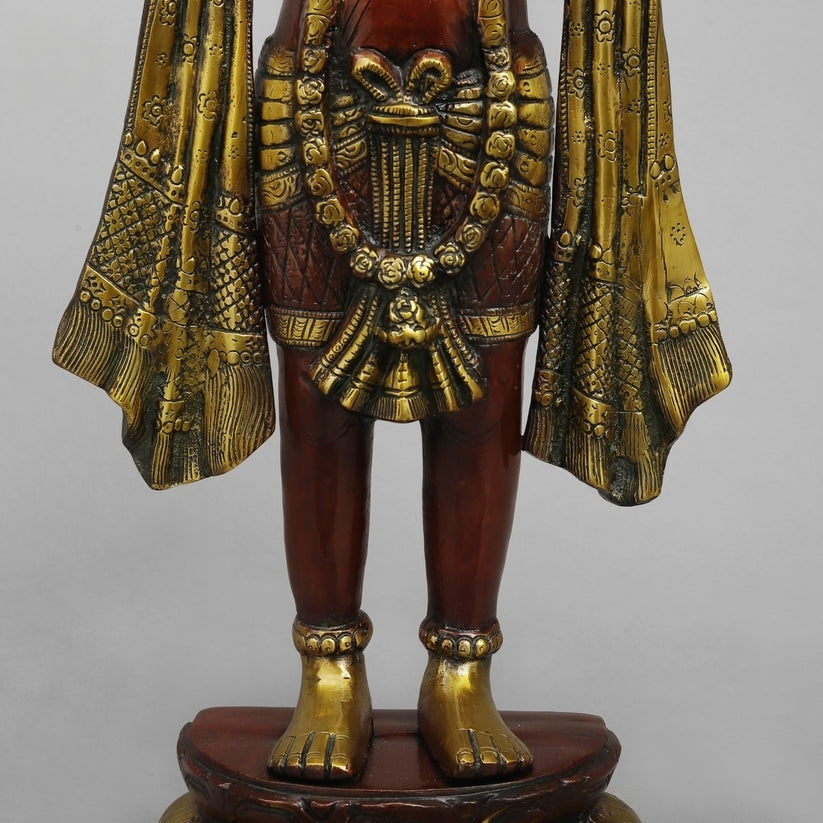 Brass Hanuman Standing Fine , Rich copper Finish 25.5” Inch