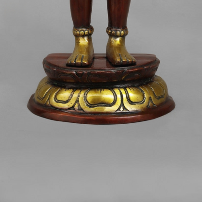 Brass Hanuman Standing Fine , Rich copper Finish 25.5” Inch