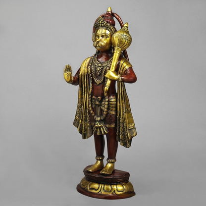 Brass Hanuman Standing Fine , Rich copper Finish 25.5” Inch