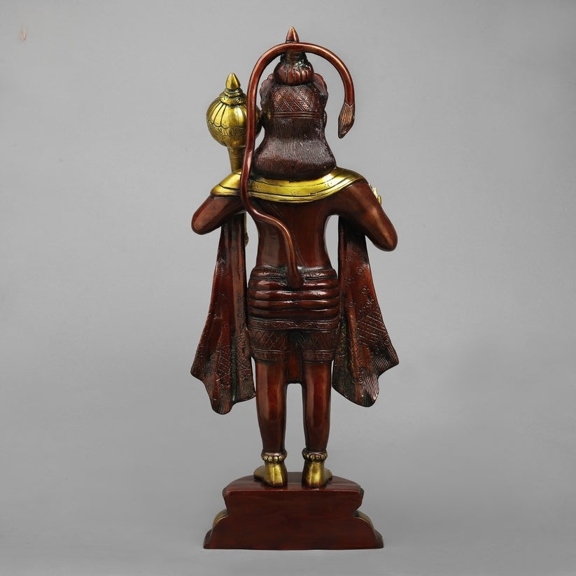 Brass Hanuman Standing Fine , Rich copper Finish 25.5” Inch