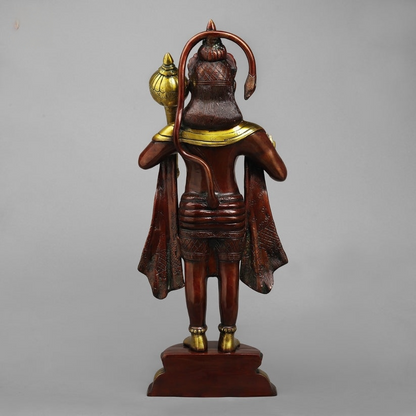 Brass Hanuman Standing Fine , Rich copper Finish 25.5” Inch