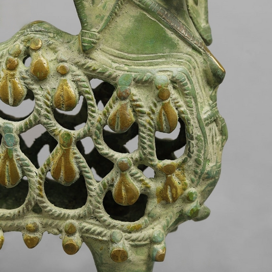 Brass Bastar Design Nandi Standing, Leaf Green Patina 8.5” Inches