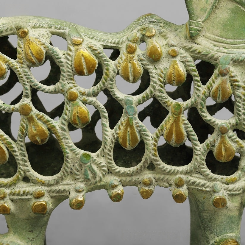 Brass Bastar Design Nandi Standing, Leaf Green Patina 8.5” Inches