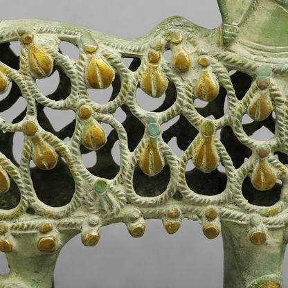 Brass Bastar Design Nandi Standing, Leaf Green Patina 8.5” Inches