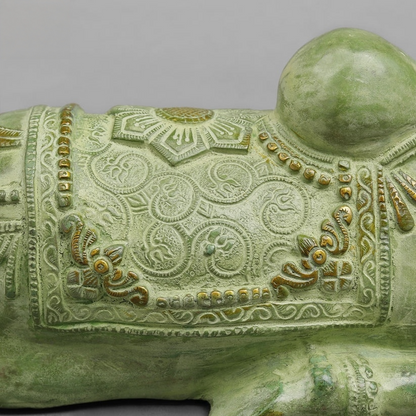 Handcrafted statue Brass Nandi Green Finish 7 Inches