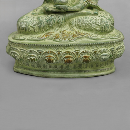 Handcrafted statue Brass Buddha Green Finish 6 Inches