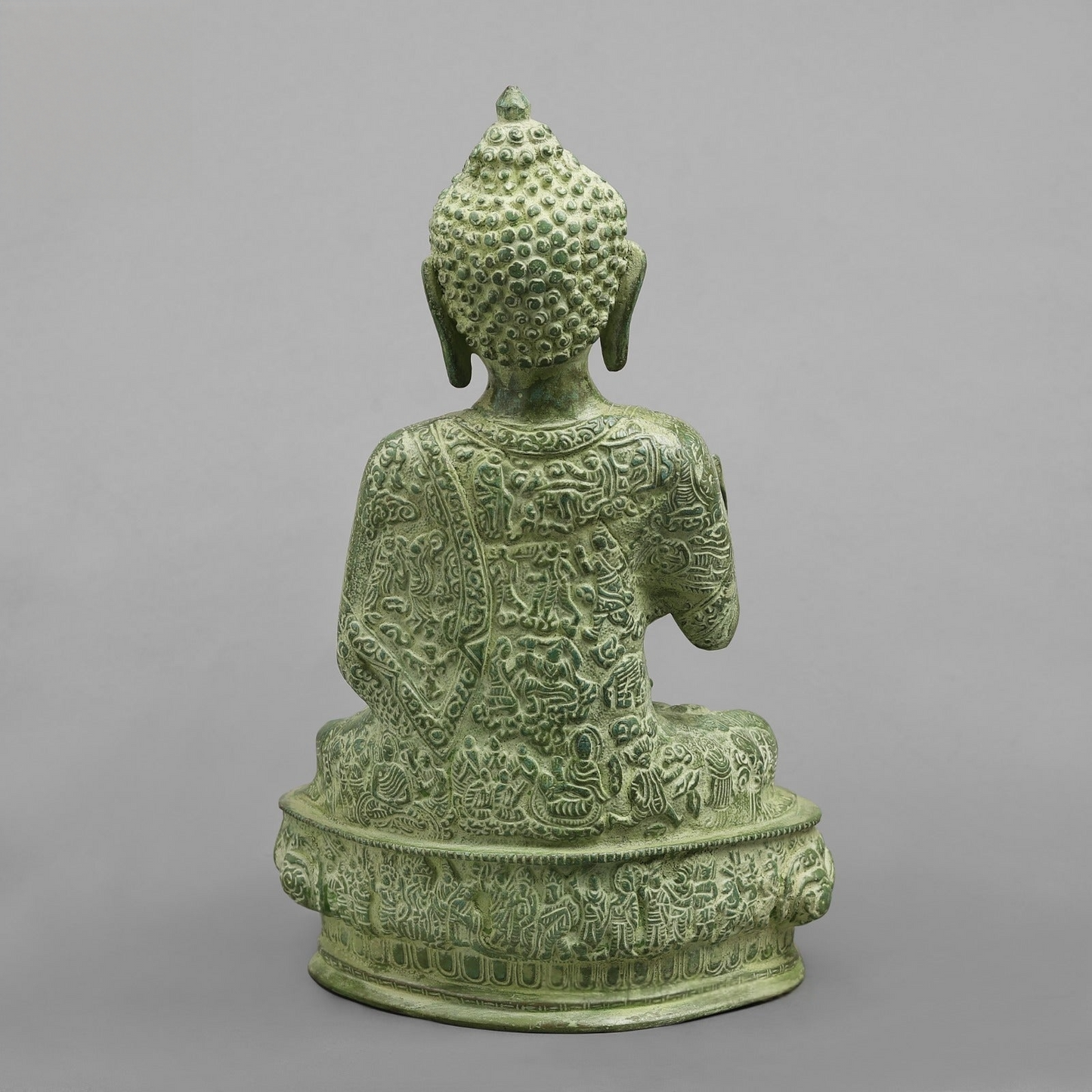 Handcrafted statue Brass Buddha Green Finish 6 Inches