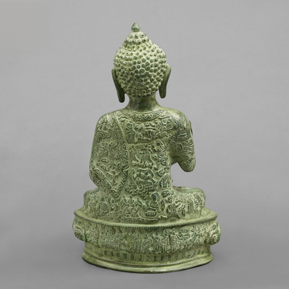 Handcrafted statue Brass Buddha Green Finish 6 Inches