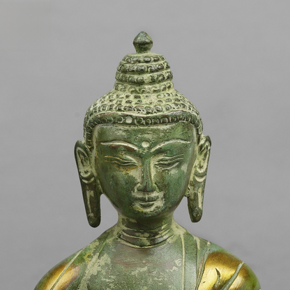 Handcrafted statue Brass Buddha Green Finish 6 Inches