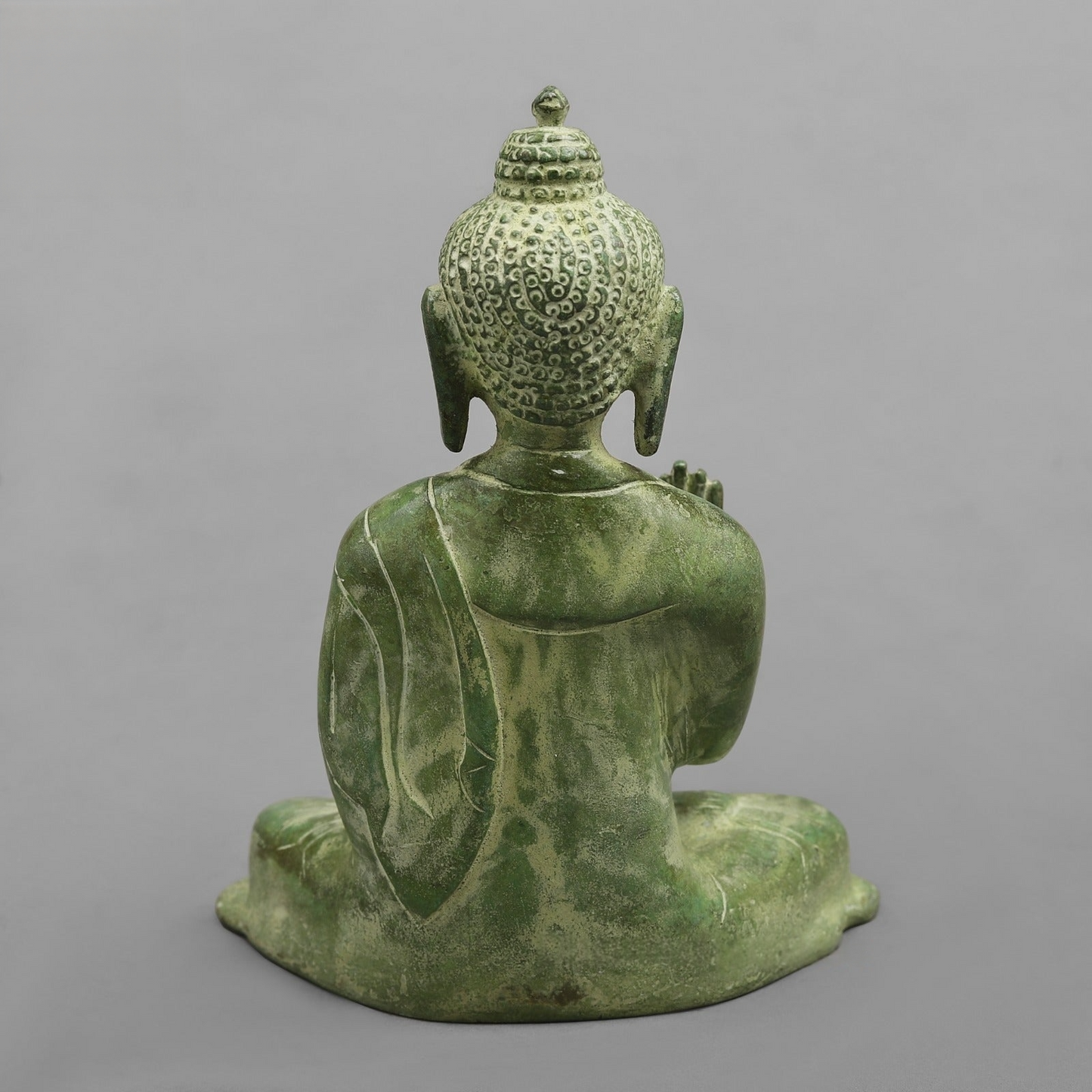 Handcrafted statue Brass Buddha Green Finish 6 Inches