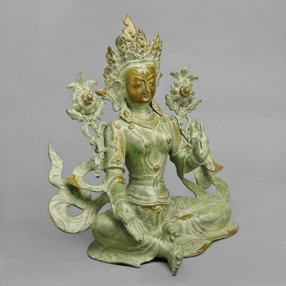 Handcrafted statue Brass Tara Idol Green Finish 10 Inches