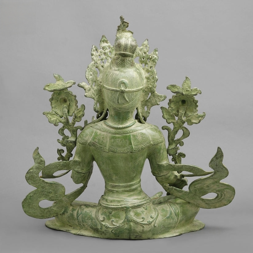 Handcrafted statue Brass Tara Idol Green Finish 10 Inches