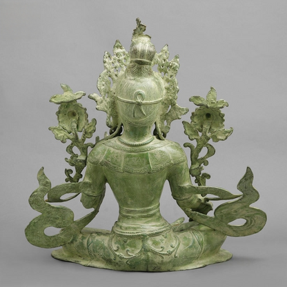 Handcrafted statue Brass Tara Idol Green Finish 10 Inches