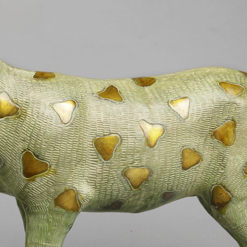 Brass Deer standing, Leaf Green Patina Finish 27” Inches