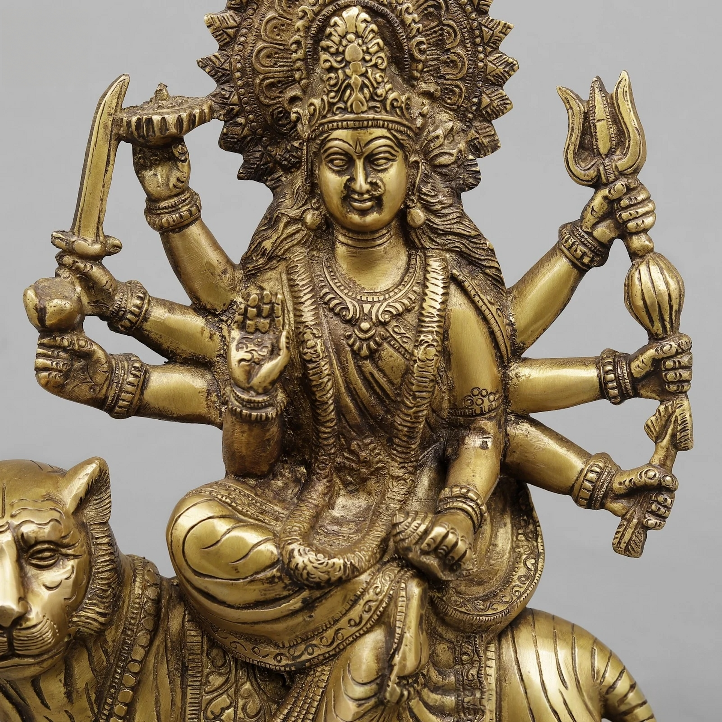Brassaura® Brass Maa Durga Statue | Height 13 Inches