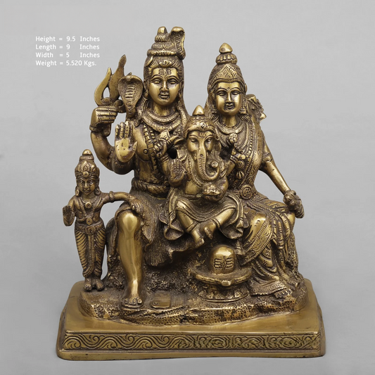 Brassaura® Brass Shiv Family Statue | Height 9.5 Inches