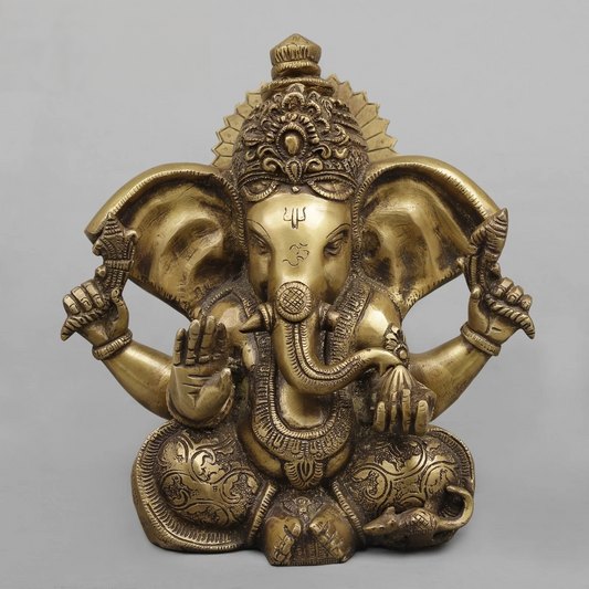 Brassaura® Brass Ganesha Statue | Height 9 Inches