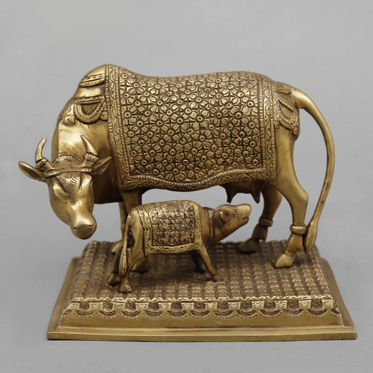 Brassaura® Brass Nandi Cow Statue | Height 7.5 Inches