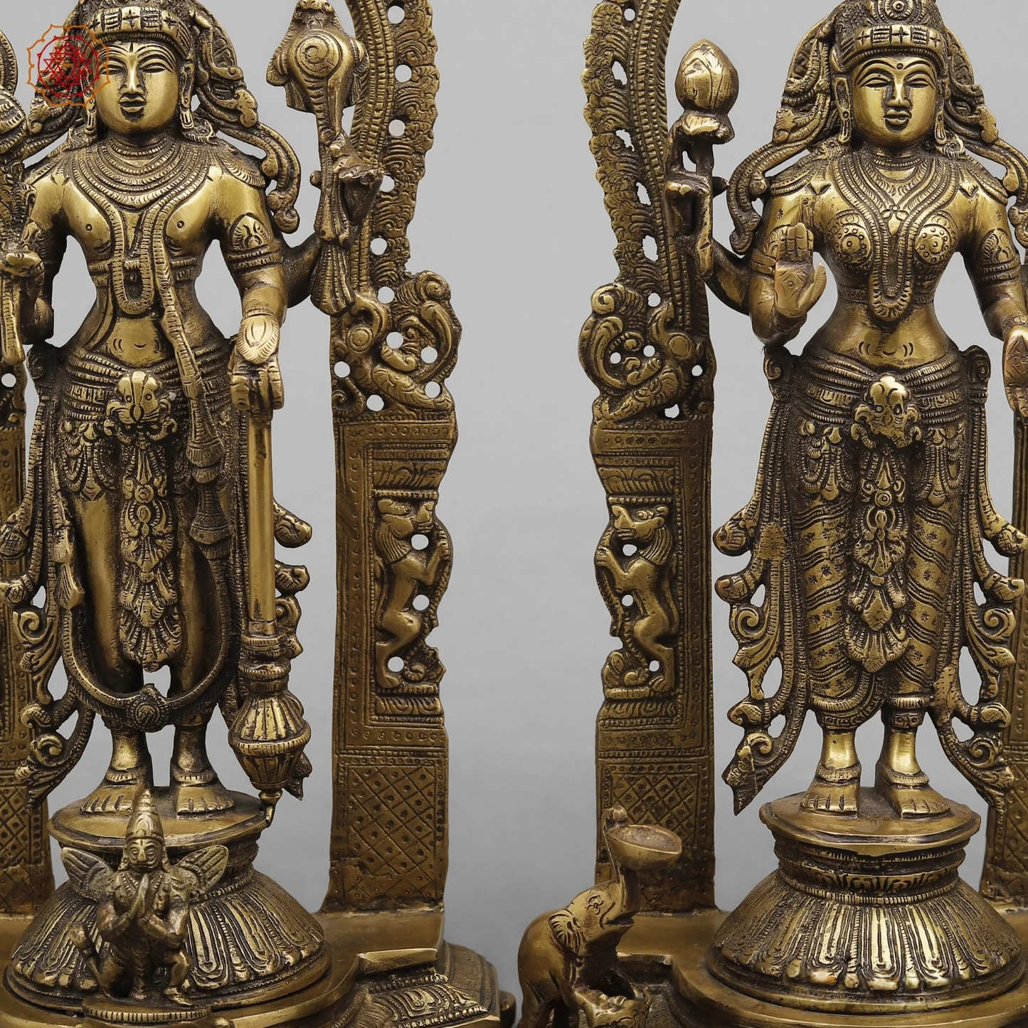 Brassaura® Brass Vishnu Lakshmi Idol | 16 Inch Lord Vishnu Lakshmi Statue | Handcrafted Brass Murti for Home & Temple