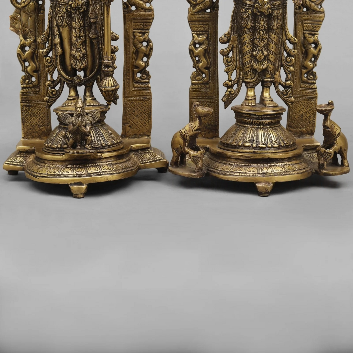 Brassaura® Brass Vishnu Lakshmi Idol | 16 Inch Lord Vishnu Lakshmi Statue | Handcrafted Brass Murti for Home & Temple