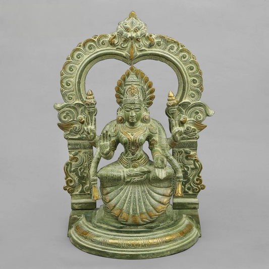 Brassaura® Brass Laxmi Padmavati Maa Idol | 18 Inch Divine Brass Statue | Handcrafted Murti for Home & Temple
