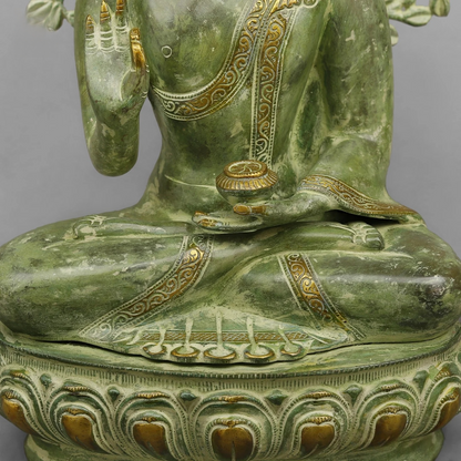 Brassaura® Brass Tree Buddha Statue | 20 Inch Handcrafted Brass Buddha Idol | Decorative Murti for Home & Meditation Décor