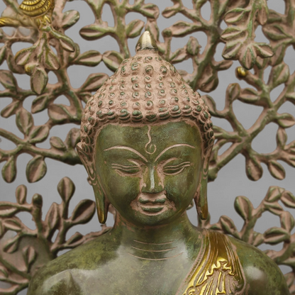 Brassaura® Brass Buddha With Tree Statue | Height 20 Inches